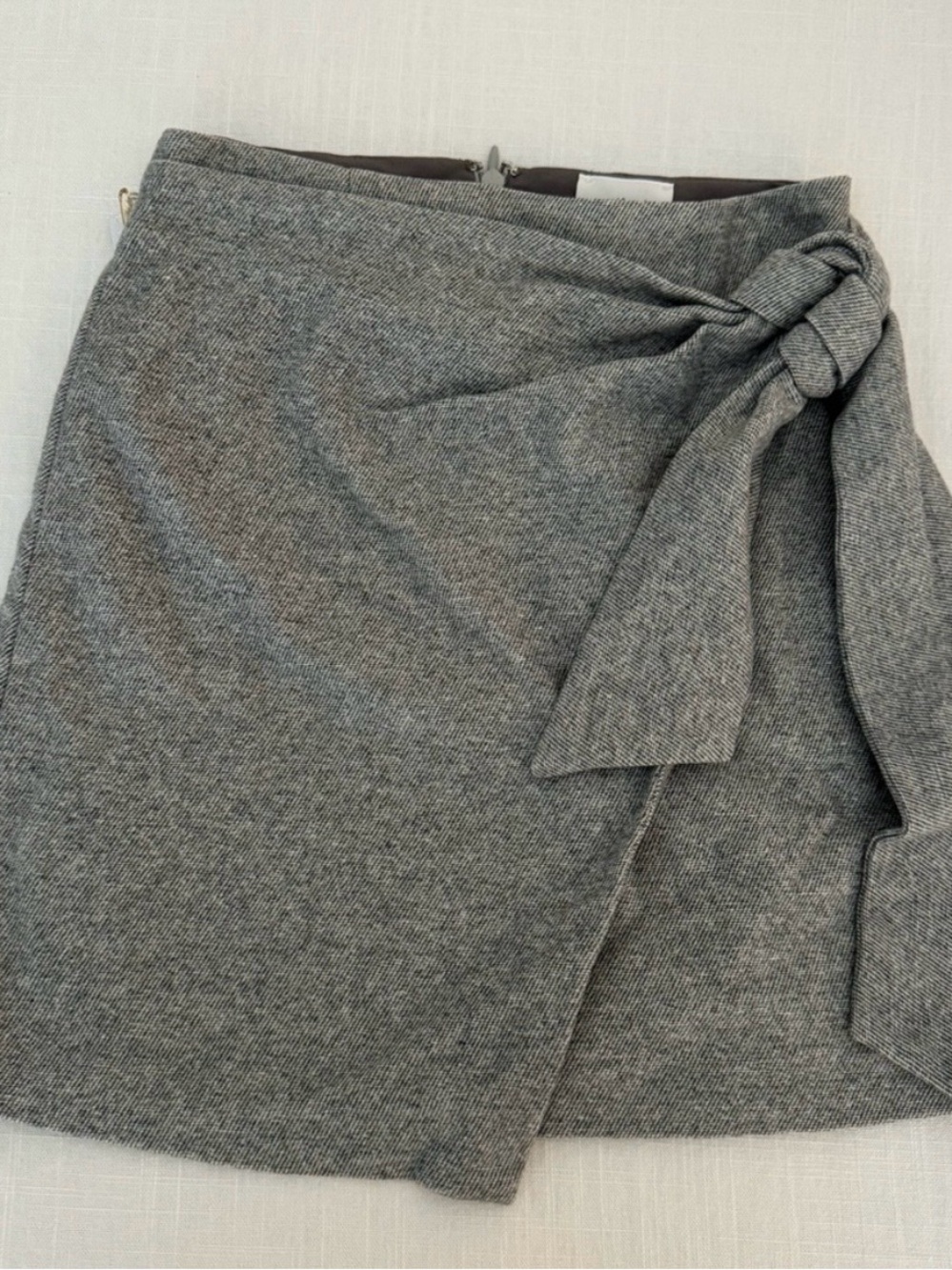 Aritzia Gray Wrap Mini Skirt with Knot Detail